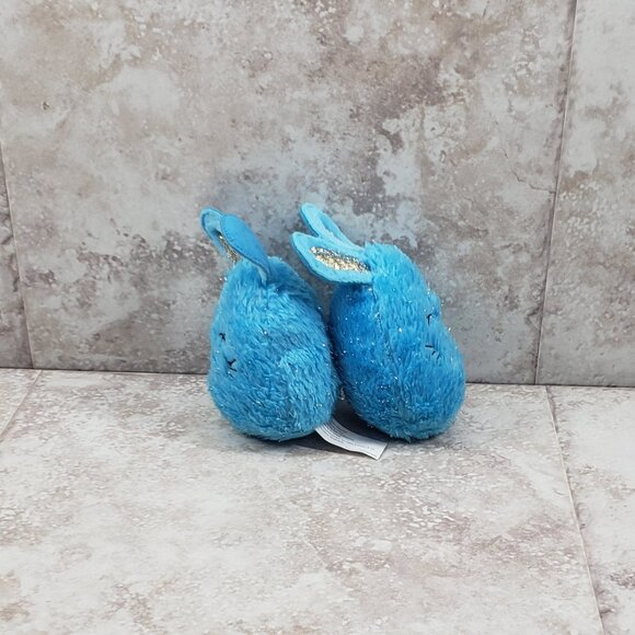 2 Ages 3+ Blue Metallic Fuzzy Bunnies Opp Plush Stuffed Animal 6" - Picture 5 of 11